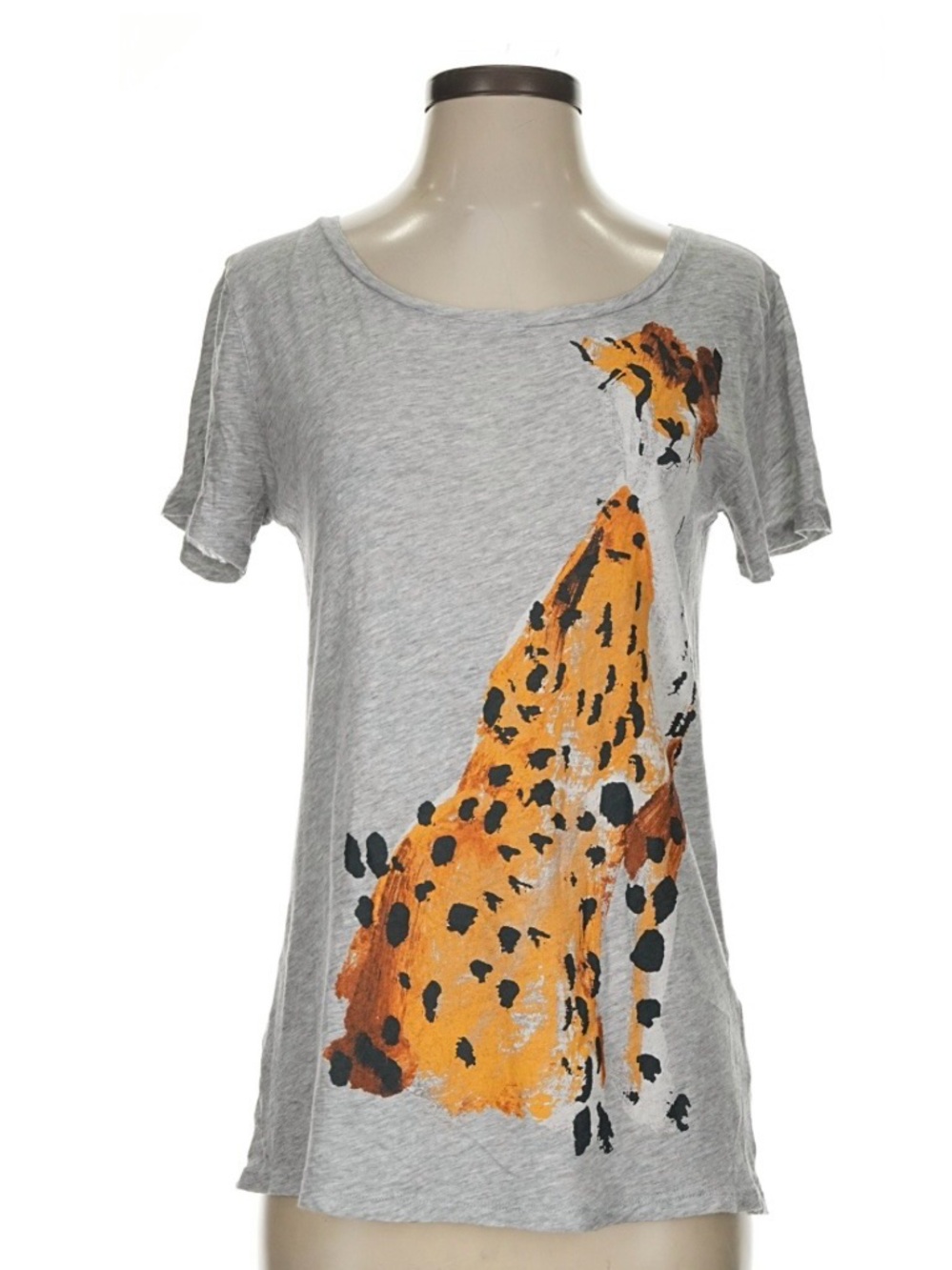 J. Crew Gray Graphic Cheetah Leopard Print Tee